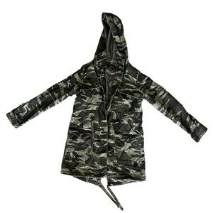 Long Army Hooded Jacket Zip Up